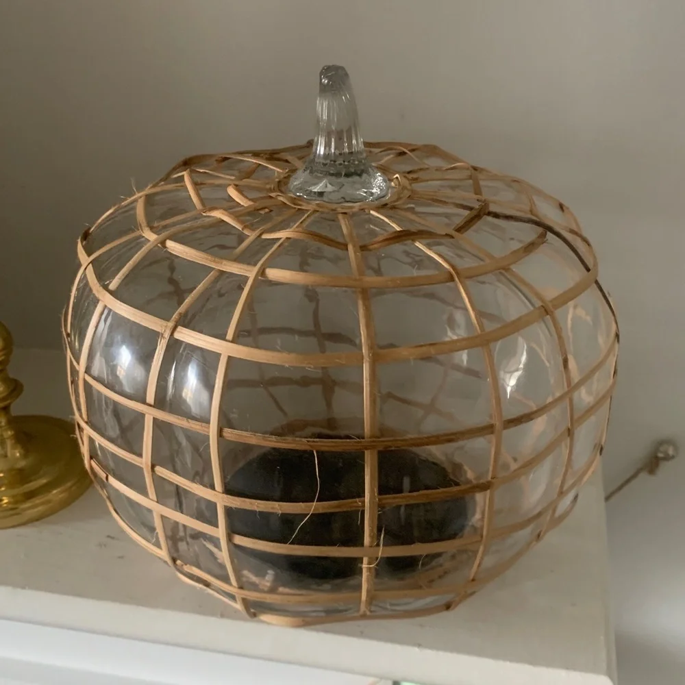 Glass pumpkin‎ woven straw large fall autumn 🍂 home decor Thanksgiving table